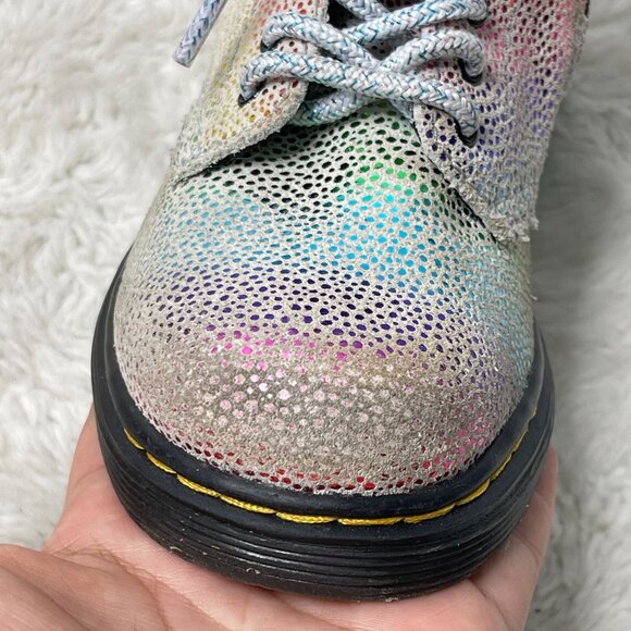 Dr. Martens #1460 Kid's Pascal T Rainbow Glitter Boots Lace Up Shoes Size US 8 - Picture 8 of 10